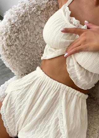 Knitted Crop Top Pajama Set