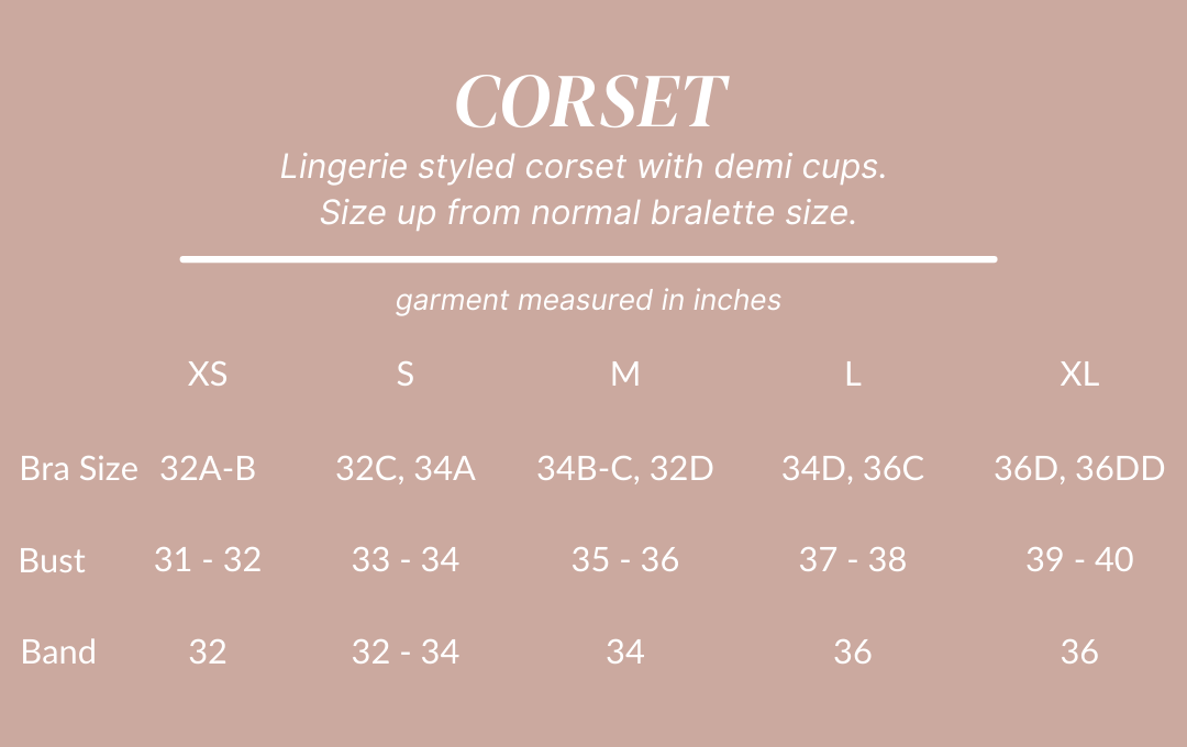Corset Size Chart